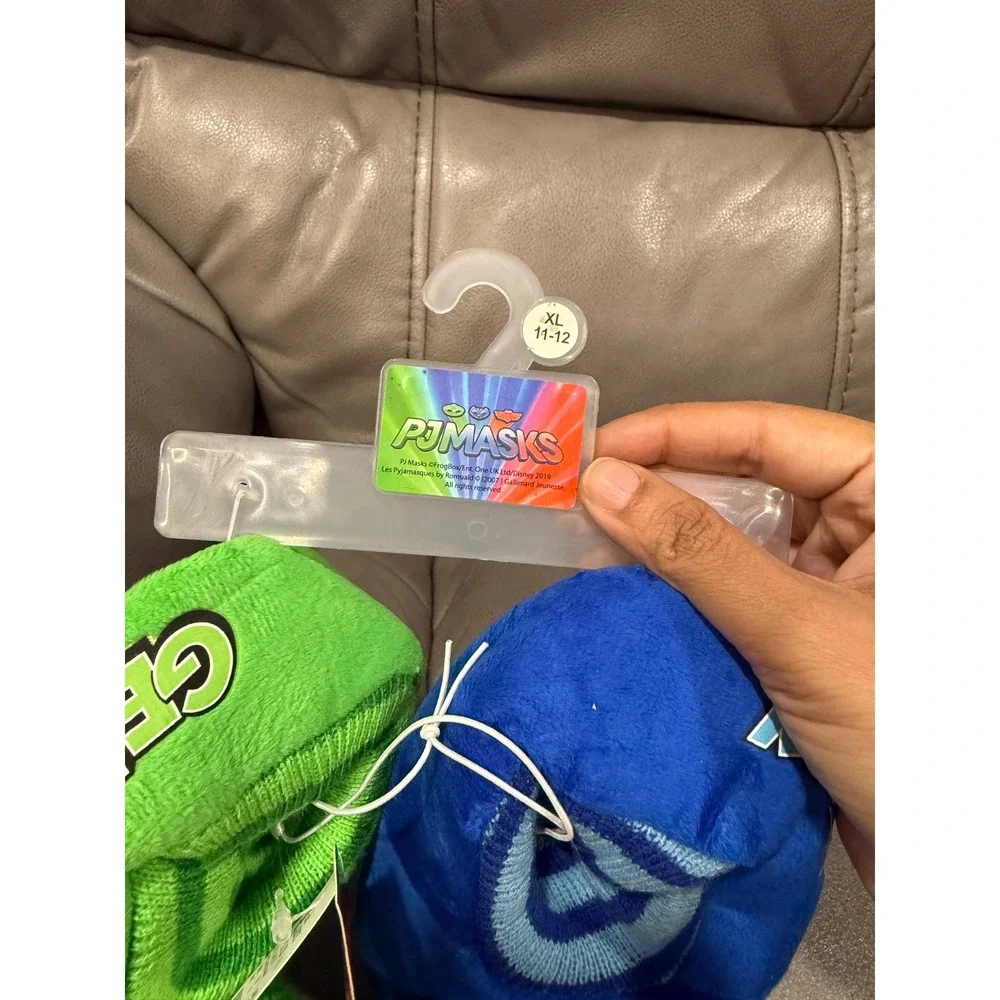 PJ Masks Catboy Gekko Mismatched Plush Slippers Blue Green Kids XL 11-12 NWT